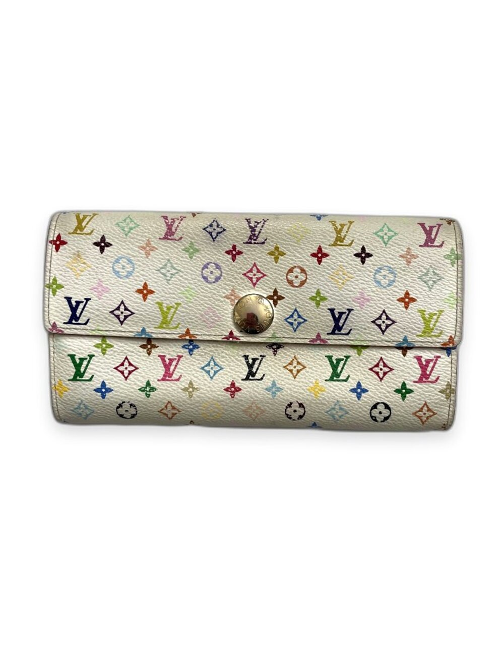 Louis Vuitton Sarah Long Wallet Murakami White Monogram Multicolor Vintage 2006